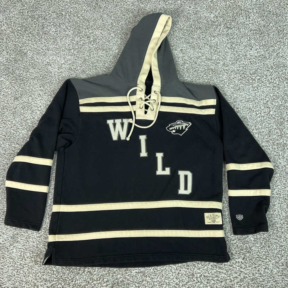 Minnesota Wild Hoodie Mens XL Black NHL Hockey Old Time Hockey Pullover Lace Up